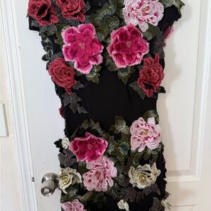 Floral Embroidered Black Dress